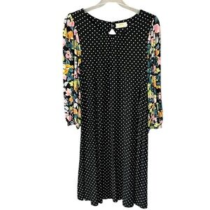 Maeve By Anthropologie Sawyer Balloon-Sleeve Tunic Floral Polka Dot Mini Dress